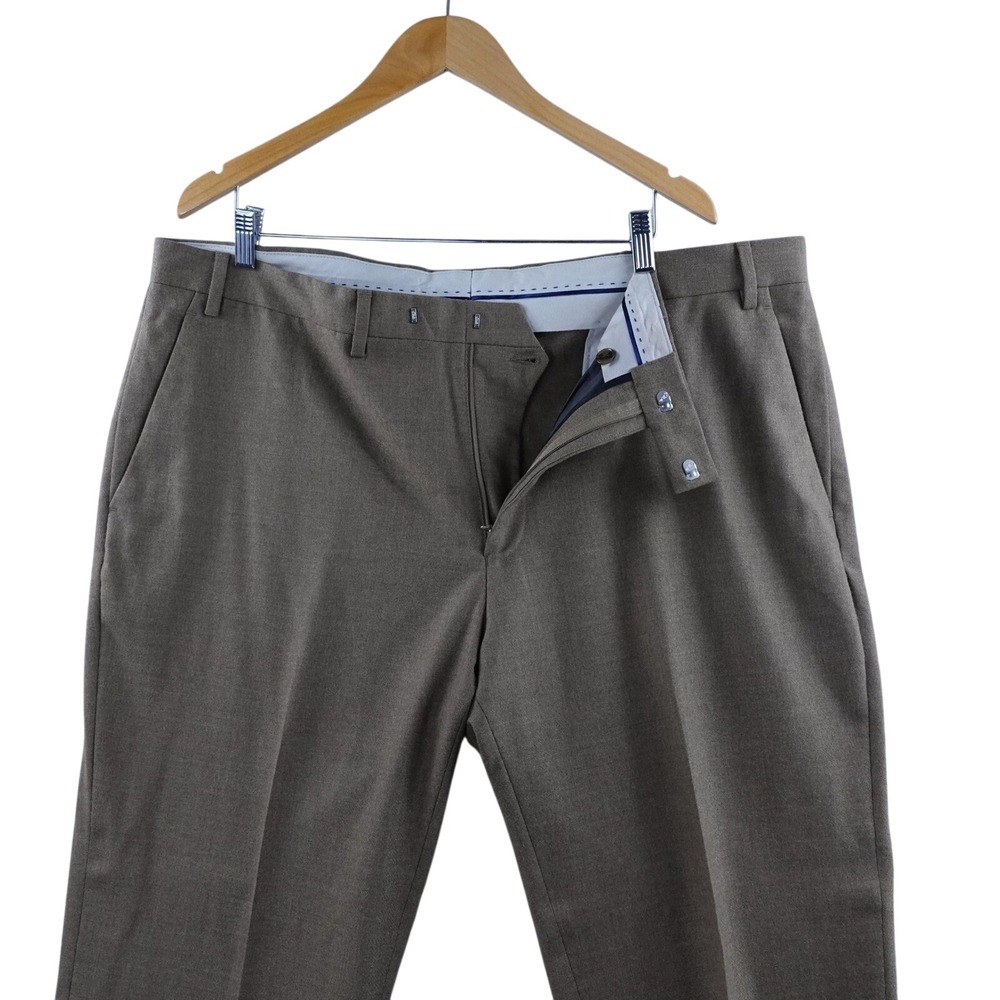 Paul Fredrick Mens Tailored Fit Wool Cashmere Blend Dress Pants Tan Size 42‎